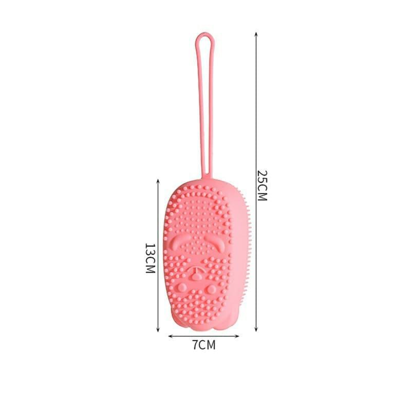 Bông tắm tạo bọt silicon kỳ ghét cọ lưng tẩy da chết kèm miếng bọt biển tạo bọt có móc treo tiện lợi