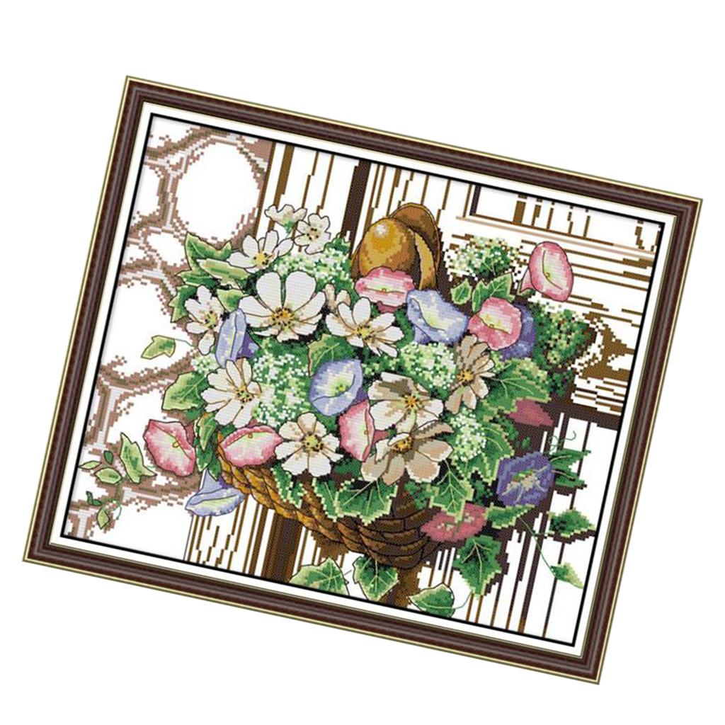 Pre-print Flower Pattern Cross Kit Stamped Cross Stitch Kit Needlework Craft