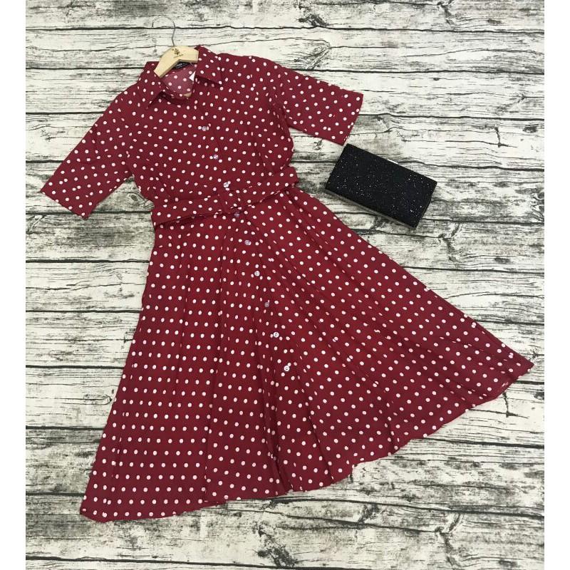 (M L XXL) Đầm xòe Chấm Bi Kèm Bell Có Túi