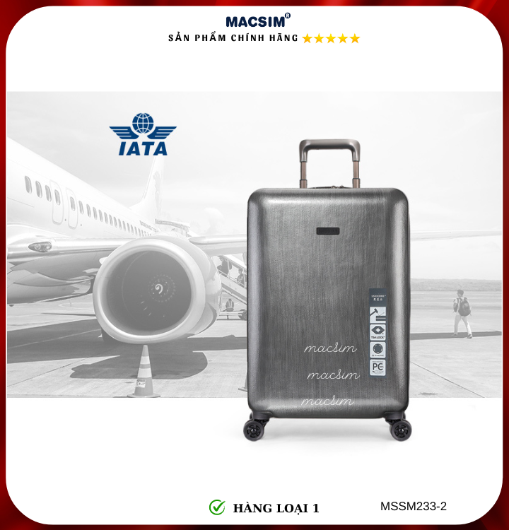 Vali cao cấp Macsim Smooire MSSM233 cỡ 21 inch màu đen - Hàng loại 1