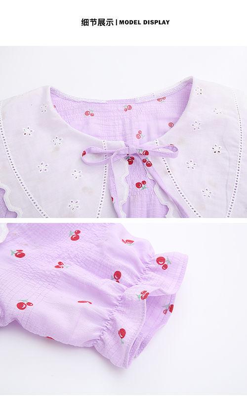 DONGSHOP HOT Cô gái ăn mặc 2023 mùa hè ăn mặc cô gái váy công chúa Mid-Boy Cherry hoa đầm đầm đầm đầm mùa hè cho trẻ em