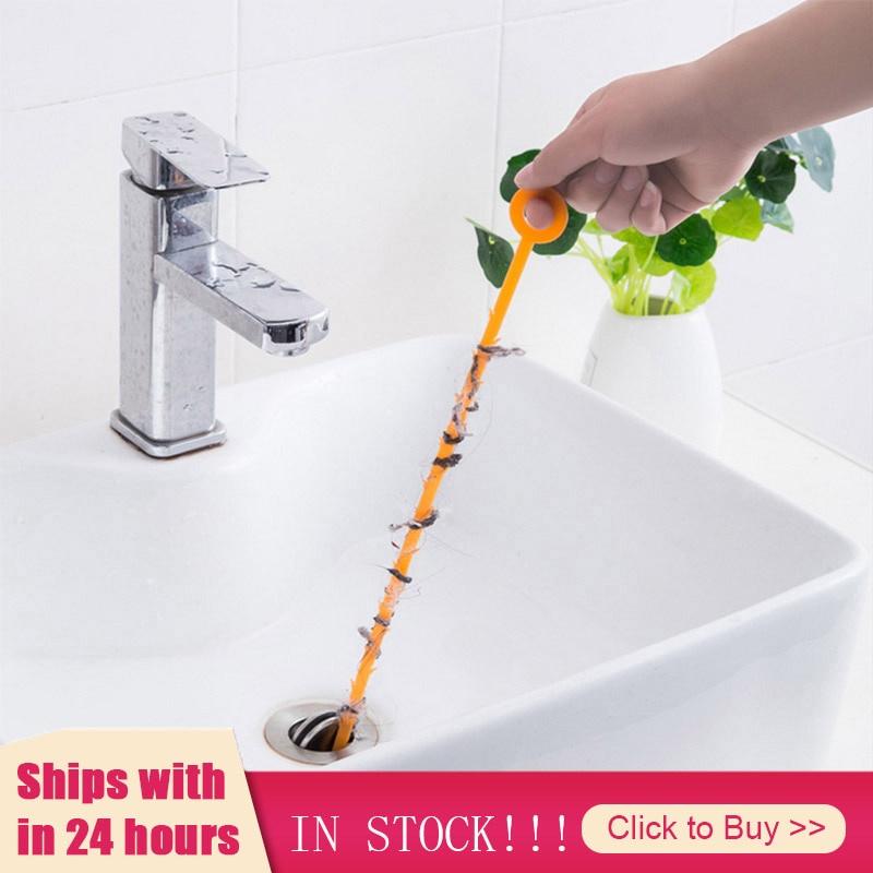 1PC Kitchen Sink Cleaning Hook Sewer Dredging Spring Pipe Hair Dredging Cleaning Tool With 47.5CM Toilet Brush Kitchen Gadgets