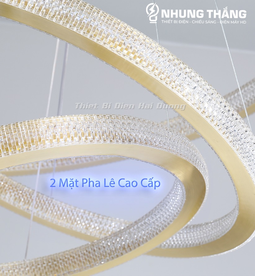 Đèn Thả Trần 3 Vòng Pha Lê Thân Vàng TBD838 - 3 Chế Độ Ánh Sáng - Có Điều Khiển Từ Xa - Tăng giảm Ánh Sáng - Có Video