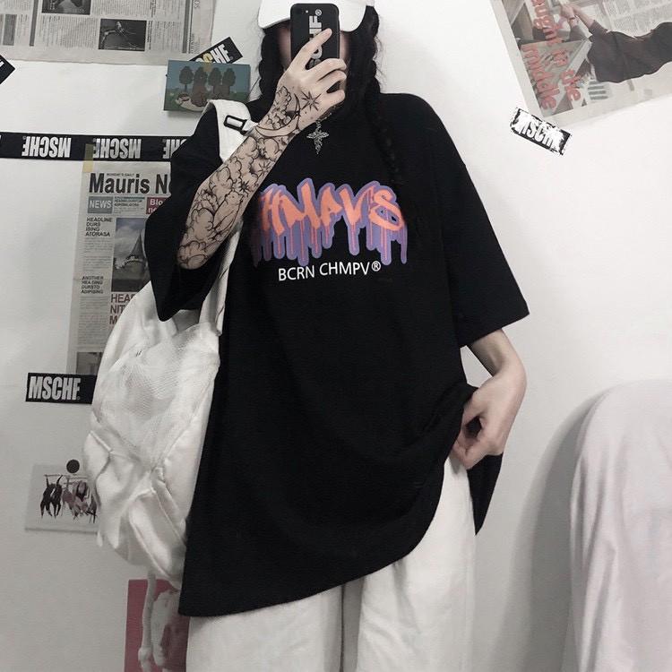 Áo thun tay lỡ form rộng in nổi BCRN CHMPV , áo phông nam nữ form rộng Unisex phong cách ulzzang hàn quốc JASHOP
