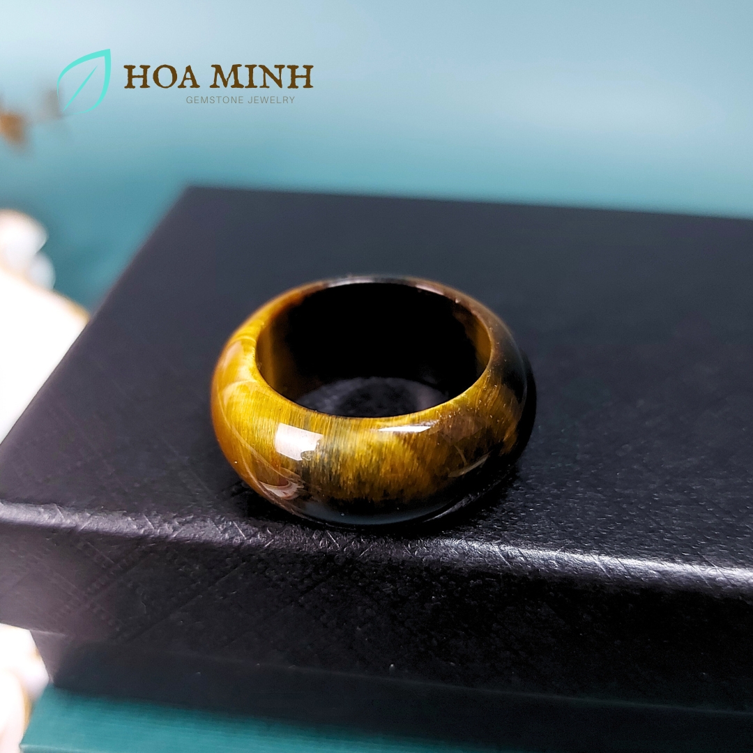 Nhẫn đá Mắt Hổ thiên nhiên loại 5A vip, dày 10-11 li nhẫn size lớn nhẫn nam
