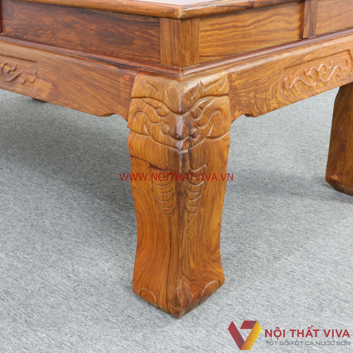Bộ Bàn Ghế Salon Gỗ Hương Vân Tay 14 Chạm Đào 6 Món Cao Cấp