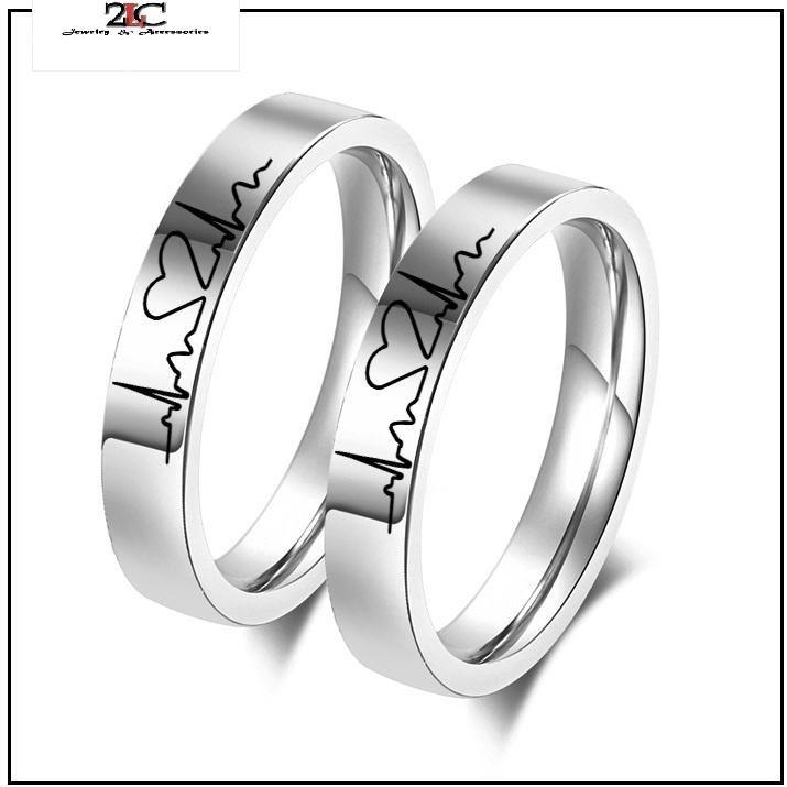 1 Chiếc Nhẫn inox Nhịp tim thời trang, Nhẫn đôi (Mua 2 chiếc tặng kèm hộp nhẫn)- QCNC01