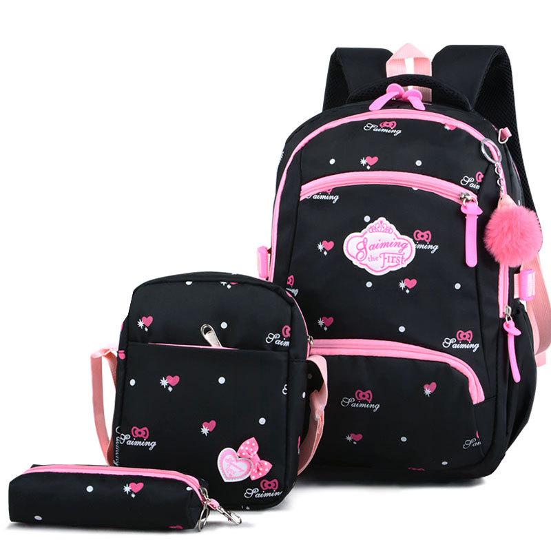 3 Bộ Chống Nước Schoolbag Học Thời Trang Ba Lô Canvas Đeo Vai In Hình Bé Gái Học Túi Mochilas Trẻ Em Trẻ Em Túi