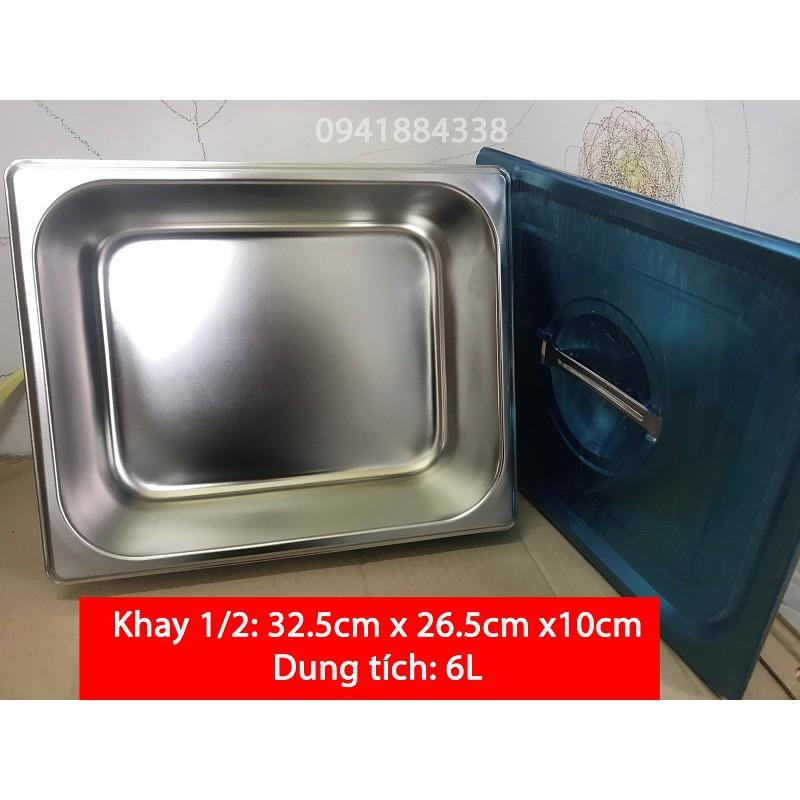 Khay Inox Đựng Topping 1/2, Khay Đựng Thạch(Có Nắp)