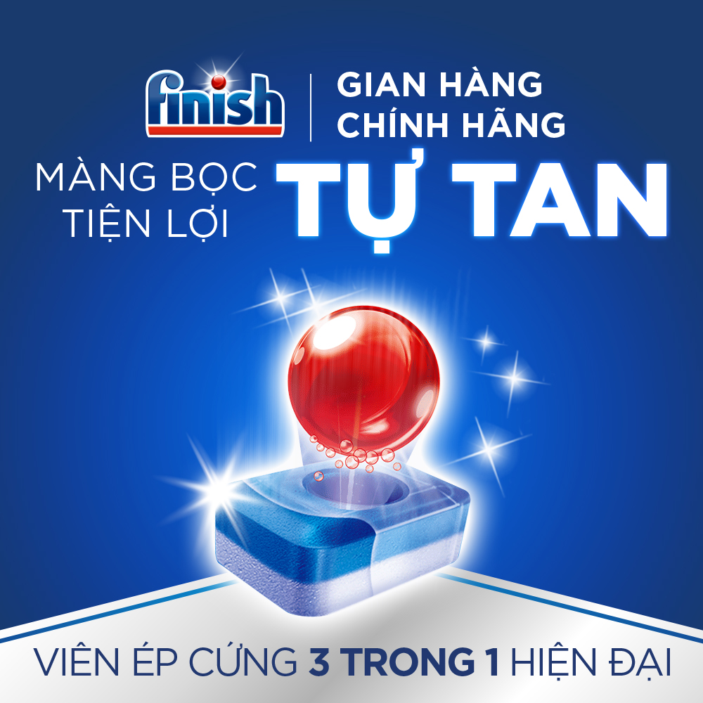Combo 03 túi Viên Rửa Chén Bát Hương Chanh Finish Powerball All In 1 Max Lemon Sparkle 30 viên