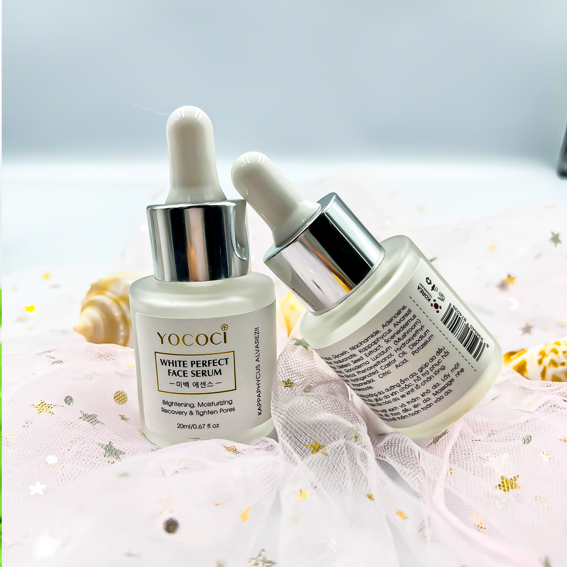 Serum dưỡng trắng da mặt Yococi giúp phục hồi sáng da, căng bóng ngăn ngừa lão hóa se khít lỗ chân lông White Perfect Face Serum 20ml