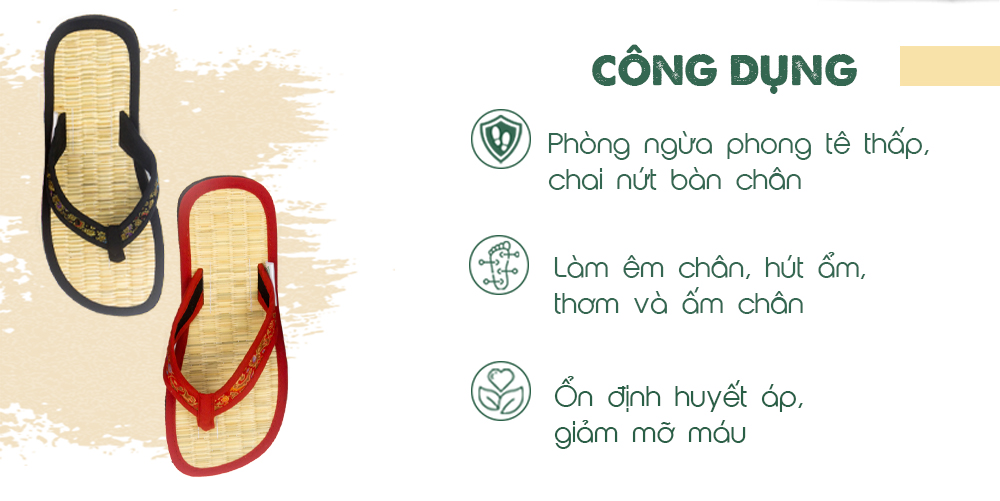 Dép chiếu xỏ ngón Hương Quế DCQ-47 nguyên liệu tự nhiên ngăn ngừa mồ hôi chân - giữ ẩm và mát chân