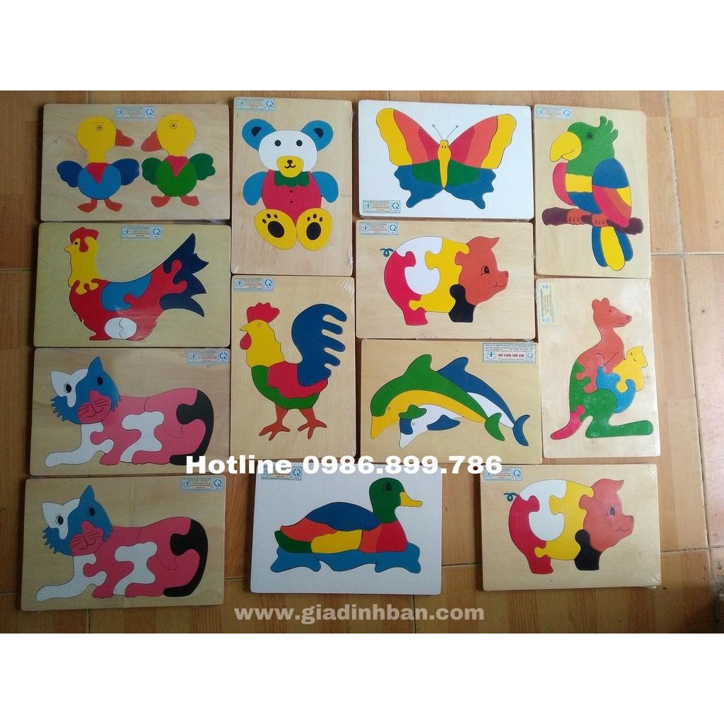 Đồ chơi tranh ghép hình các con vật gỗ cao cấp, đồ chơi tranh lắp ghép thông minh trí tuệ cho bé