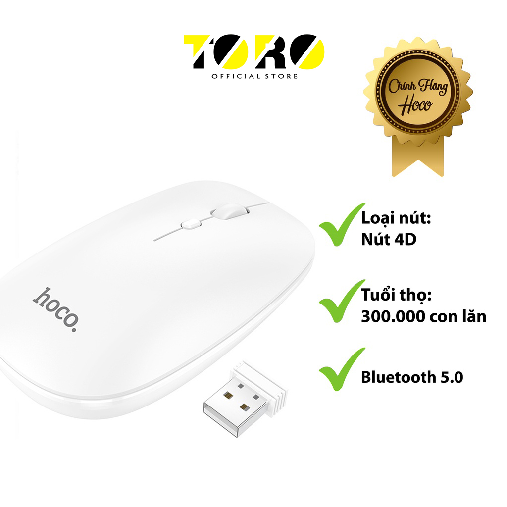 Chuột Máy Tính Không Dây Ho co GM15, Bluetooth 5.0, Tuổi Thọ Cao, Tương Thích Với Nhiều Dòng Máy - Bảo hành 12 tháng