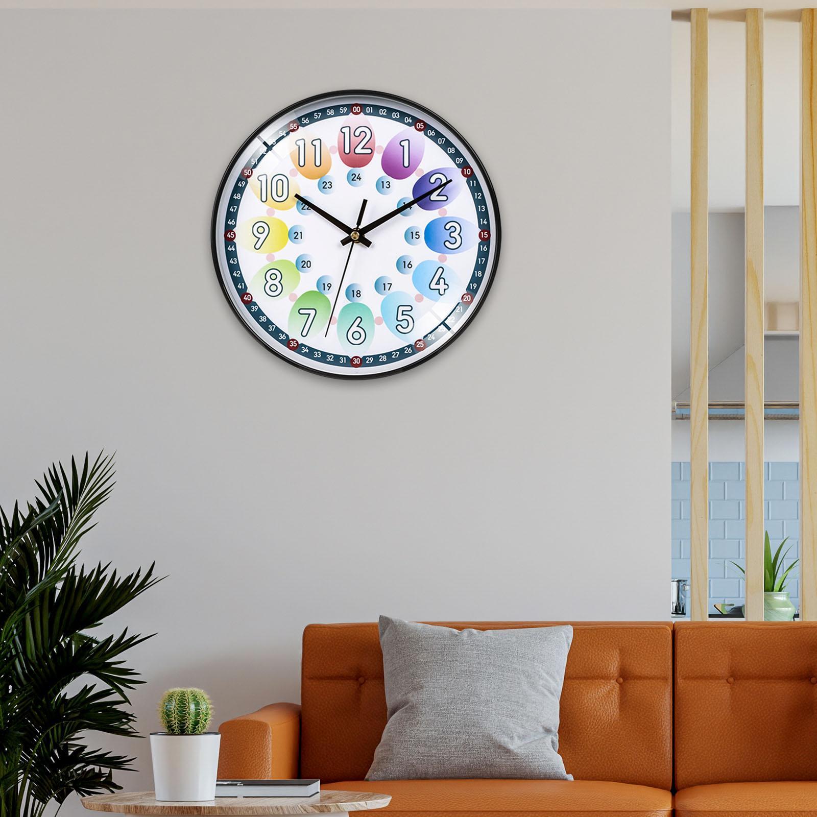 Kids Wall Clock Silent Non Ticking Kids Learning Living Room Home