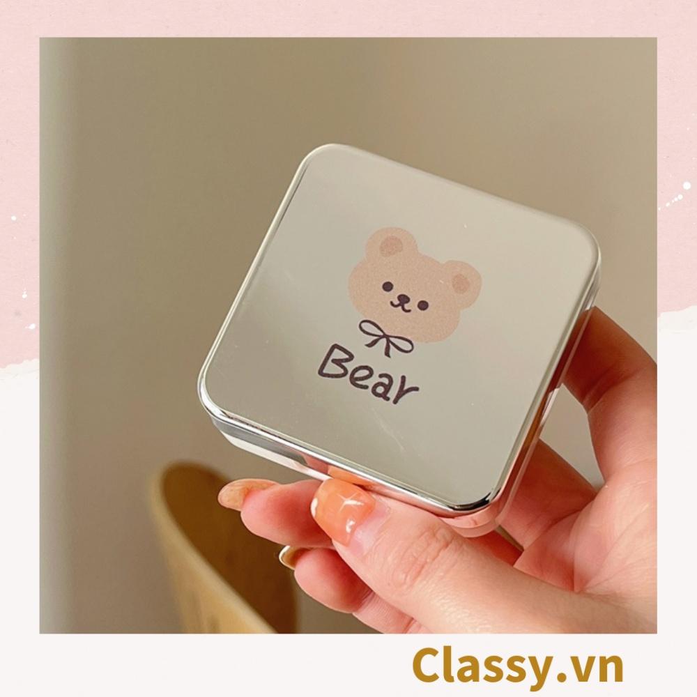 Hộp đựng kính áp tròng Classy hình con gấu, 1 khay đựng lens, có gương soi PK1298