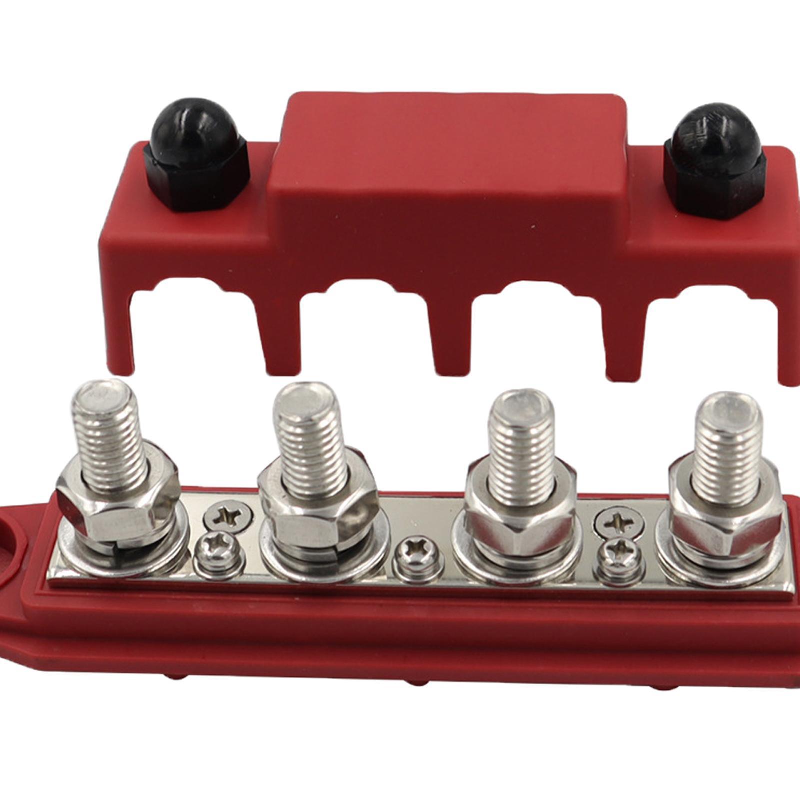 4 Stud Power Distribution Block with Cover Accessories Bus Bar Pair Fit for Marine Automotive