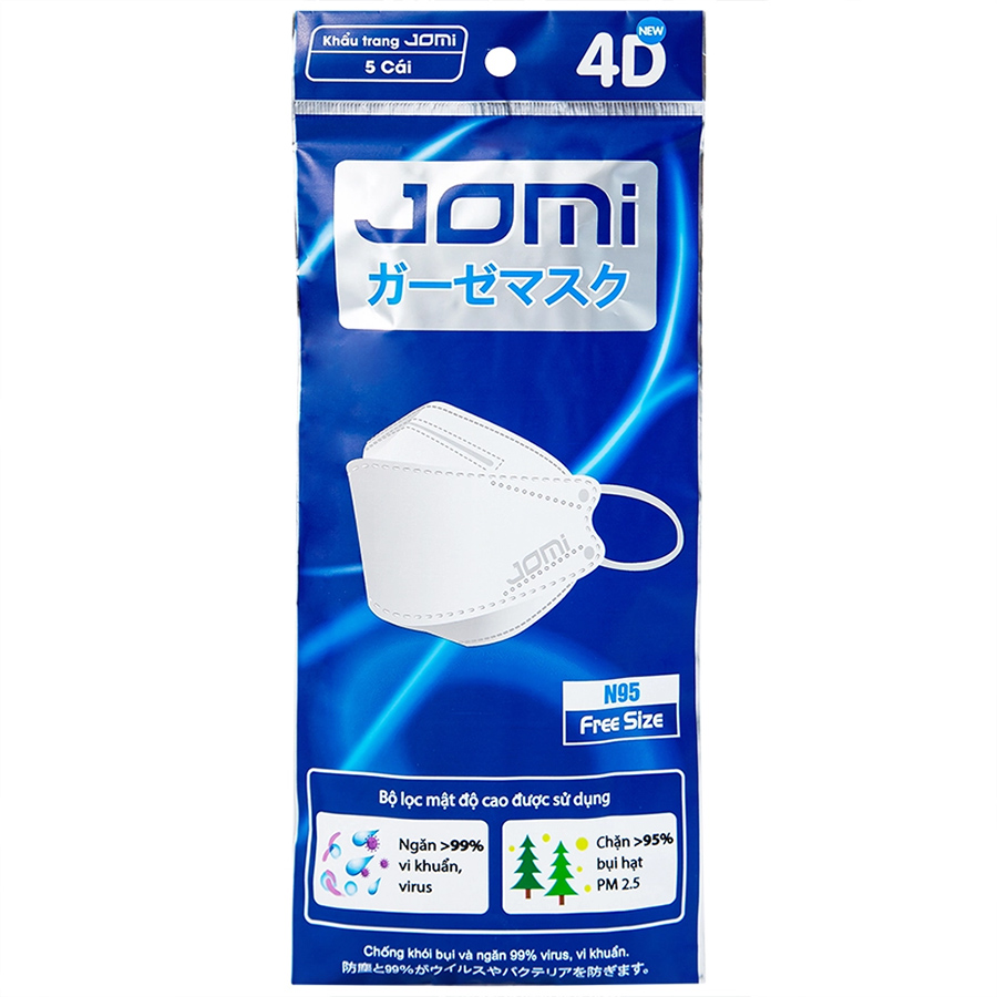 Bộ 5 Gói Khẩu trang Jomi N95 4D (5 Cái/Gói)