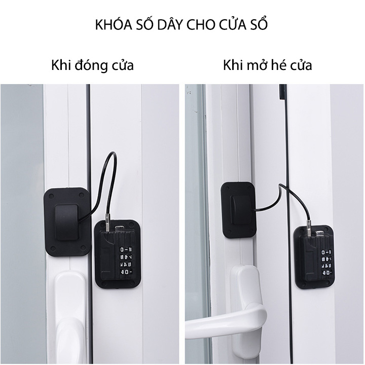 Khóa số dây cho cửa sổ SJ288, chống trộm, an toàn cho trẻ (có thể thay đổi mã số)