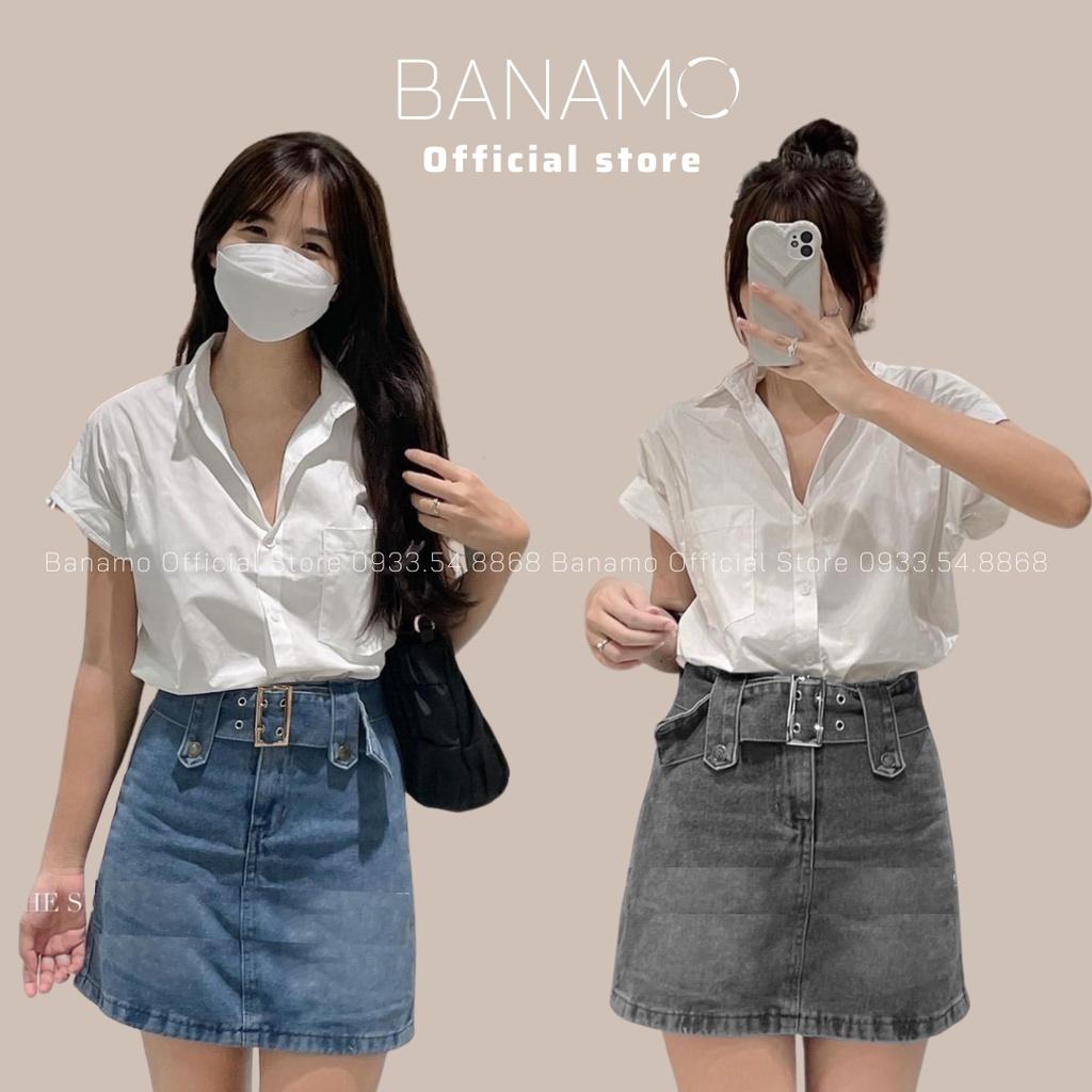Chân váy jeans nữ dáng chữ A có quần chống lộ siêu đẹp thời trang Banamo Fashion váy jean 567