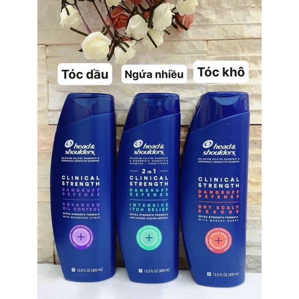 DẦU GỘI HEAD&amp;SHOULDERS MỸ CLINICAL STRENGTH 400ML-màu xanh