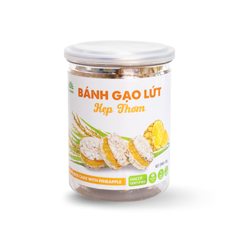 BÁNH GẠO LỨT KẸP THƠM TƯ BÔNG- HŨ 80G - MÓN ĂN VẶT BỔ DƯỠNG