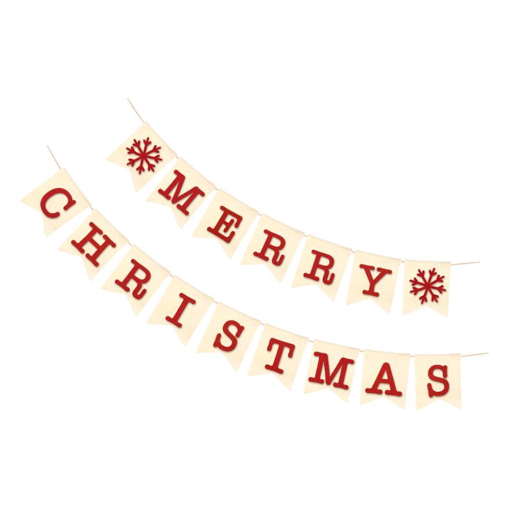 Vintage Burlap Merry Christmas Snowflake Banner Garland Hanging Decor 2m 1