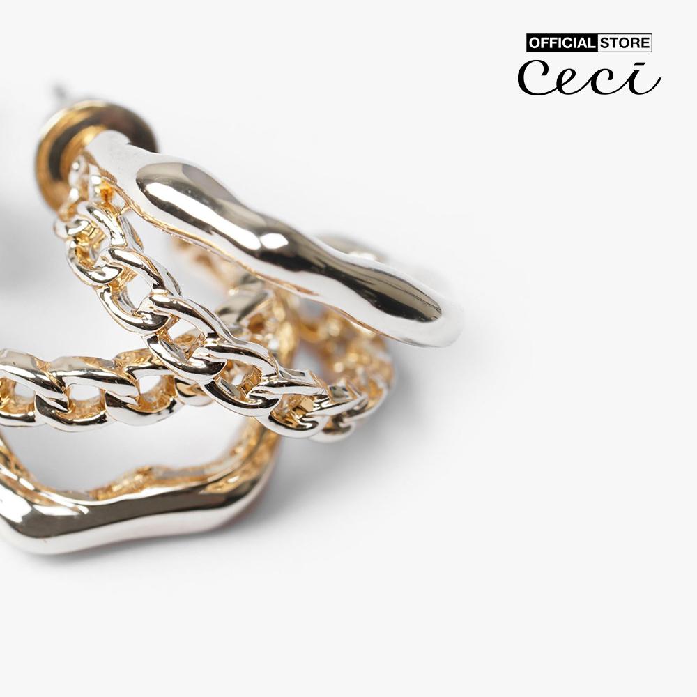 CECI - Khuyên tai nữ dạng hở phối thiết kế chuỗi xích độc đáo CC1-01000057-27