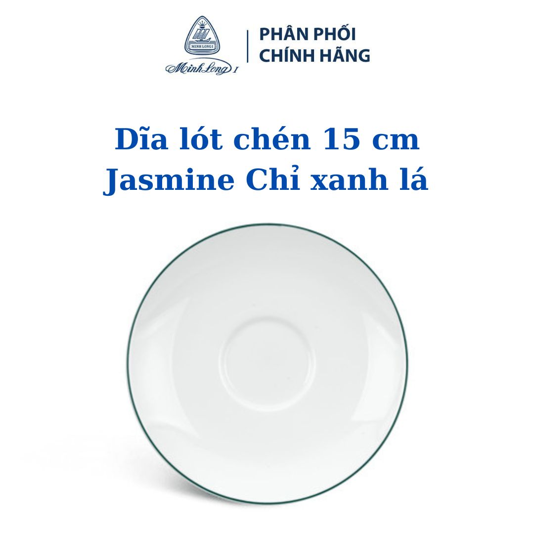 Bộ 5 dĩa lót chén 15 cm - Jasmine - Chỉ xanh lá Gốm sứ cao cấp Minh Long 1