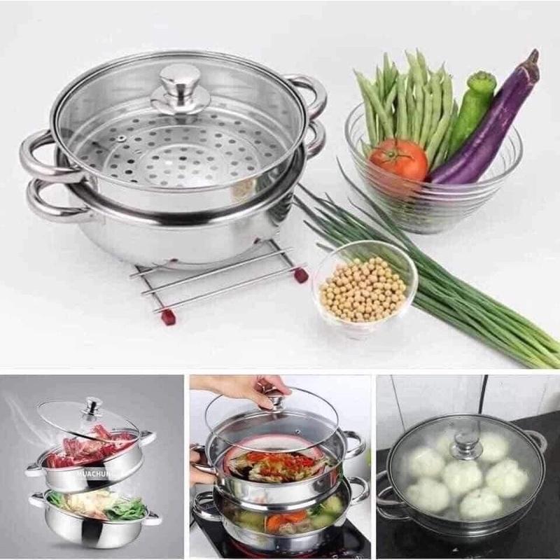 Nồi hấp inox 2 tầng