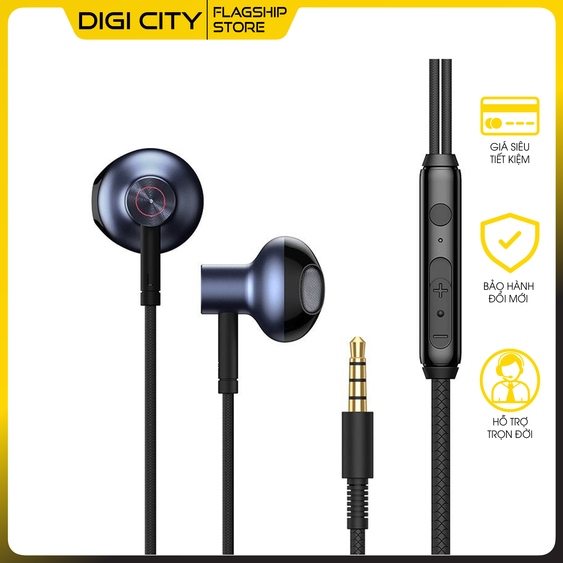 Tai nghe AUX 3.5mm Baseus Encok H19 Wired Earphone (6D surround, Deep Bass, with ECM Microphone for HD Calling)