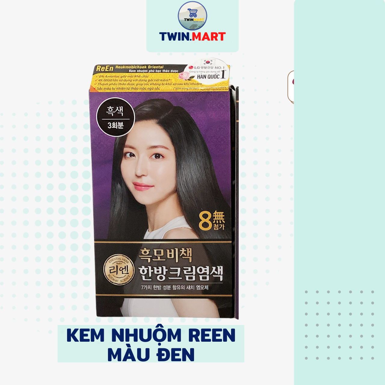 MÀU ĐEN - Kem nhuộm phủ bạc thảo dược Hàn quốc REEN HEUKMOBICHAEK ORIENTAL CREAM