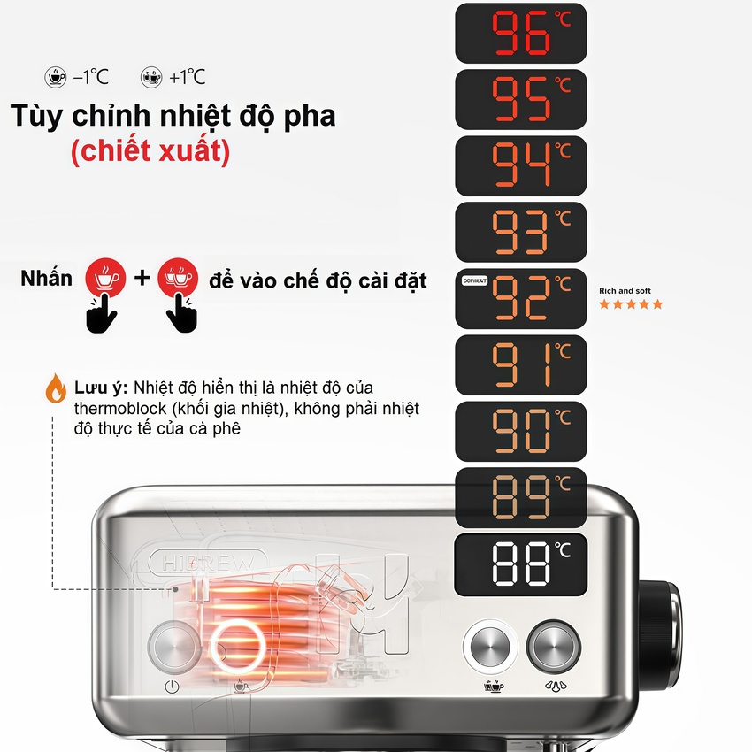 Máy pha cà phê chuyên nghiệp Espresso, Cappuccino, Latte thương hiệu Mỹ cao cấp HiBREW H10 - Công suất 1350W - Hàng chính hãng