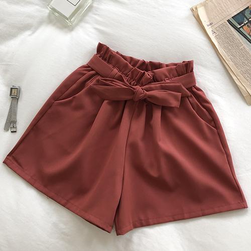 TIGENA Mùa Hè 2021 Thun Cao Cấp Quần Short Nữ Phong Cách Hàn Quốc Nơ Dễ Thương Dây Quần Short Nữ Ngắn Quần Nữ Đen màu Hồng