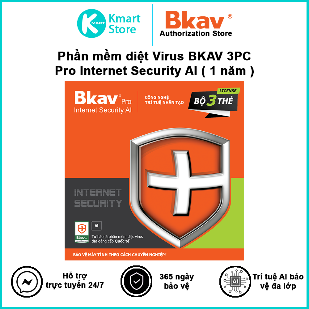 Phần Mềm Diệt Virus Bkav Profressional 1 Pc 12 Tháng - Hàng Chính Hãng - 3Pc