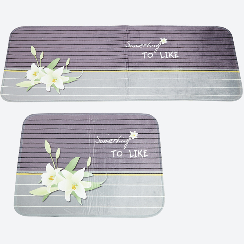 Bộ 2 thảm DTP in hình hoa lily Carmi (45 x 65 cm &amp; 45 x 120 cm)