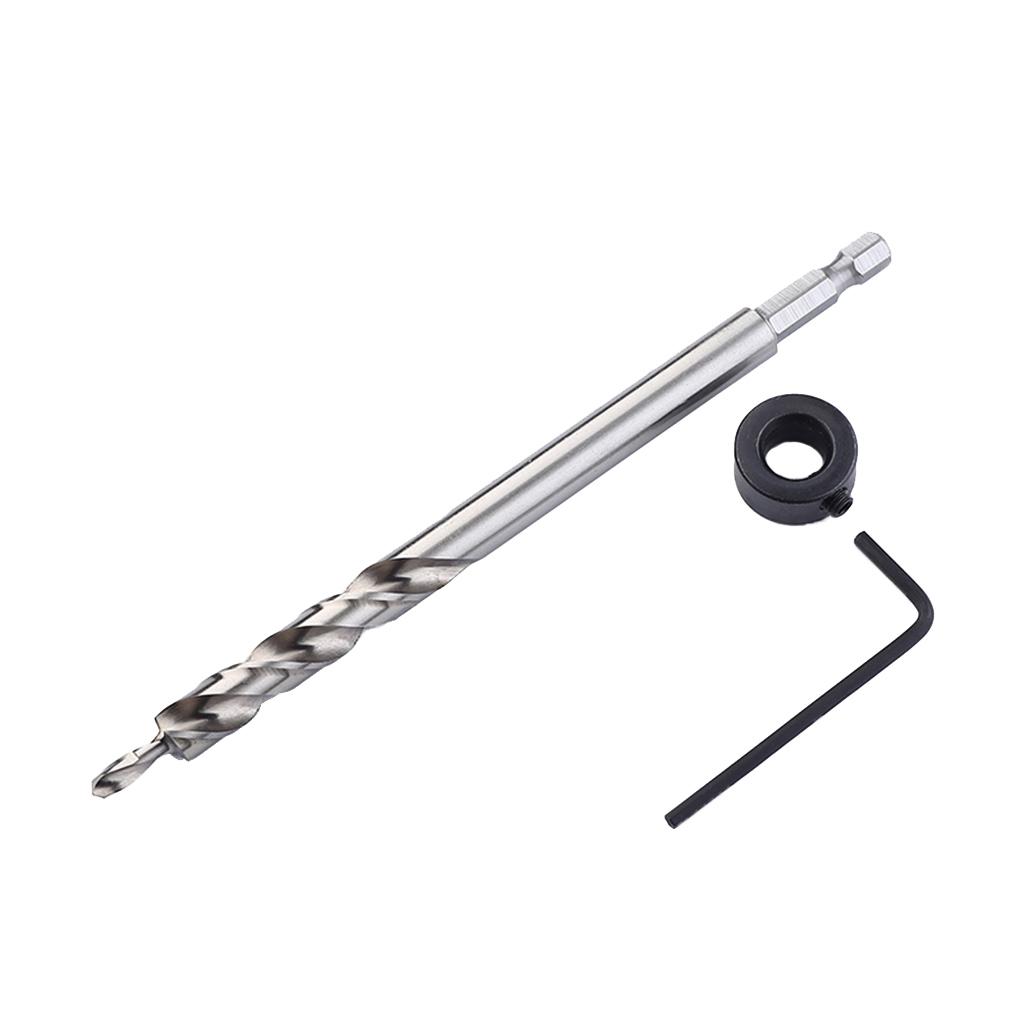 9.5mm HSS Woodworking Oblique Hole Locator Twist Step Drill Bit Hex Shank