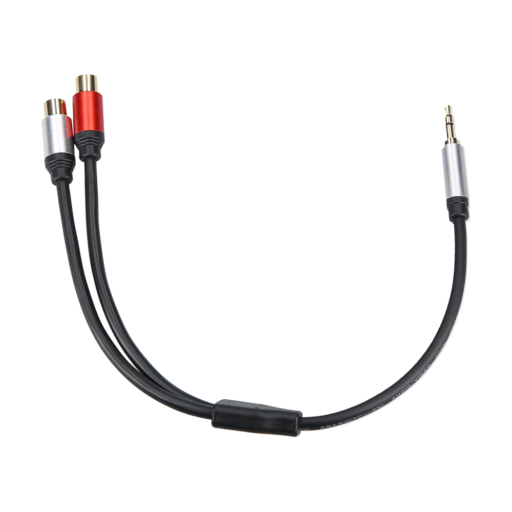 Cáp Âm Thanh 3.5mm Male Sang Kép Rca Female Âm Thanh Nổi Dây Cho Bộ Trộn Khuếch Đại SV 0,3m, Màu Đen