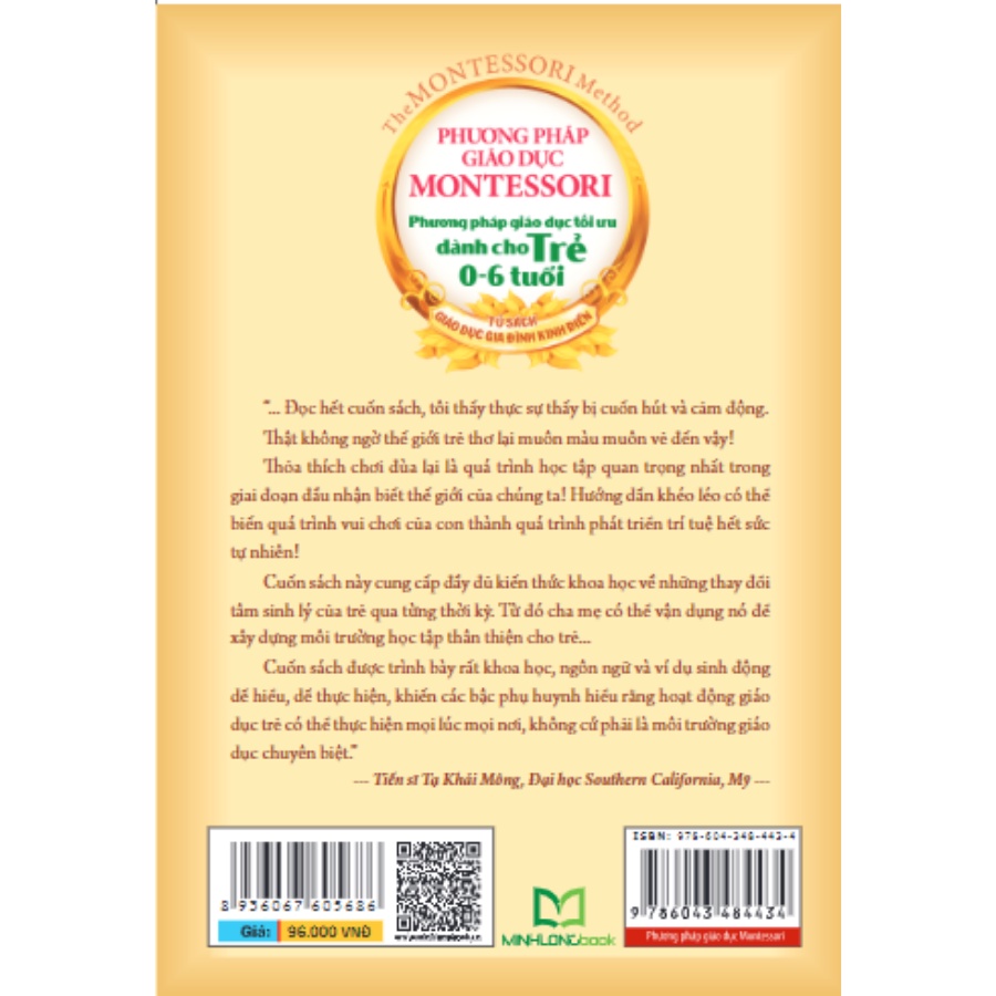 Sách- Phương Pháp Giáo Dục Montessori - Phương Pháp Giáo Dục Tối Ưu Dành Cho Trẻ 0-6 Tuổi