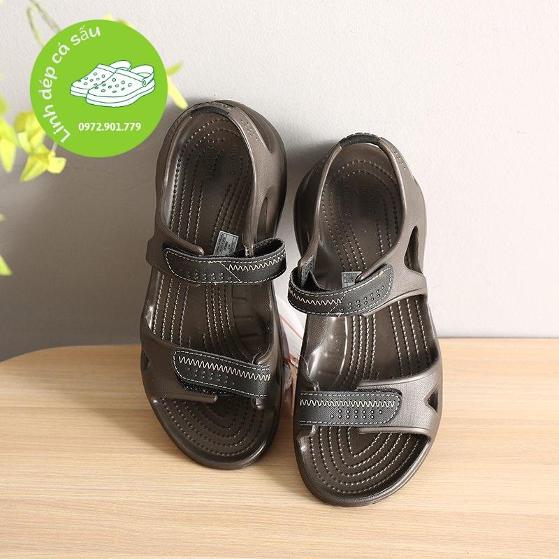 Sandal nhựa cross river màu nâu quai dán , đúc liền khối, mưa nước thoải mái