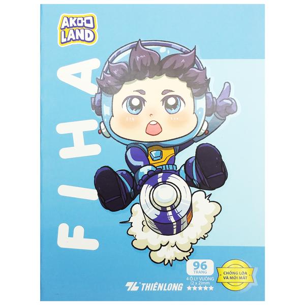 Tập Học Sinh Chống Lóa - 4 Ô Ly Vuông - 96 Trang 100gsm - Thiên Long NB-117/AK - Nhân Vật Akooland Fiha