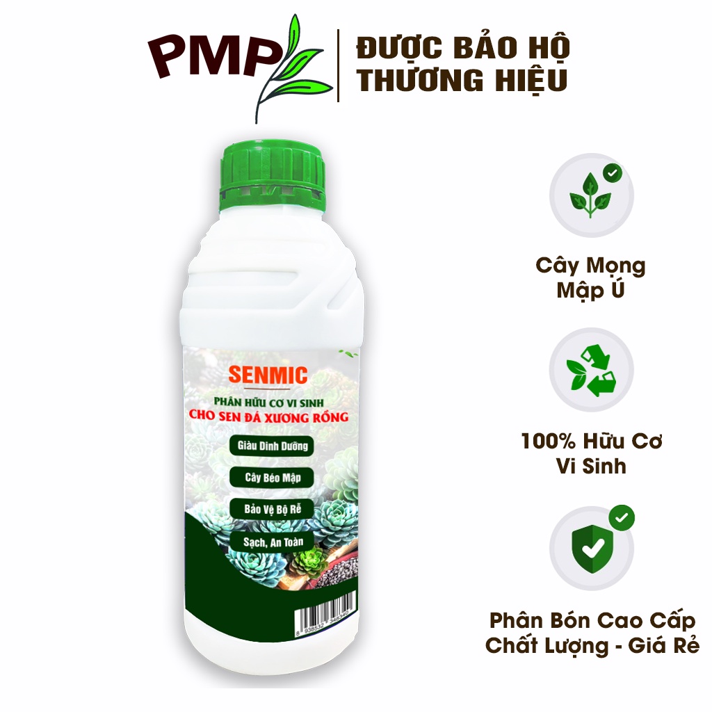 Phân hữu cơ cho sen đá, xương rồng Senmic PMP Phân bón vi sinh cao cấp chai 500ml