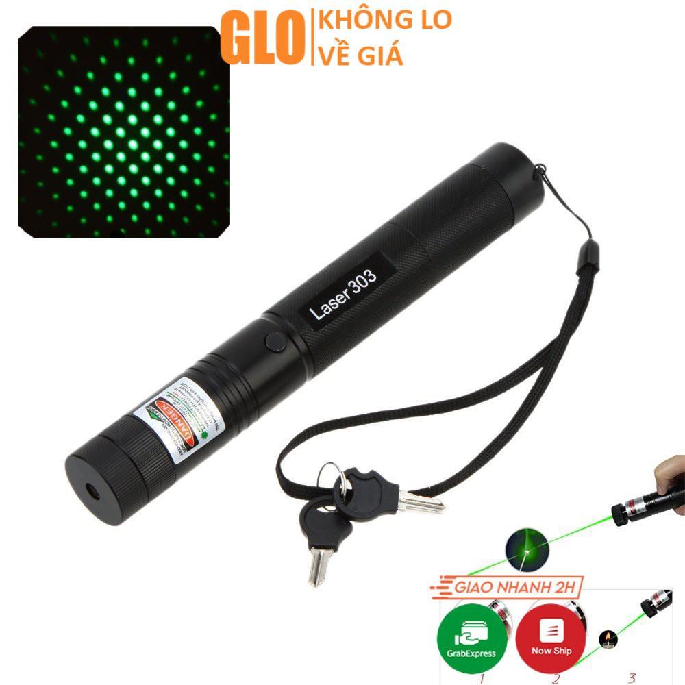 Đèn Pin Laser 303 Ánh Sáng Xanh Lá Hoặc Đỏ Chiếu Xa Cực Mạnh, Kèm Phụ Kiện Chiếu Sao Vạn Hoa và Pin Sạc