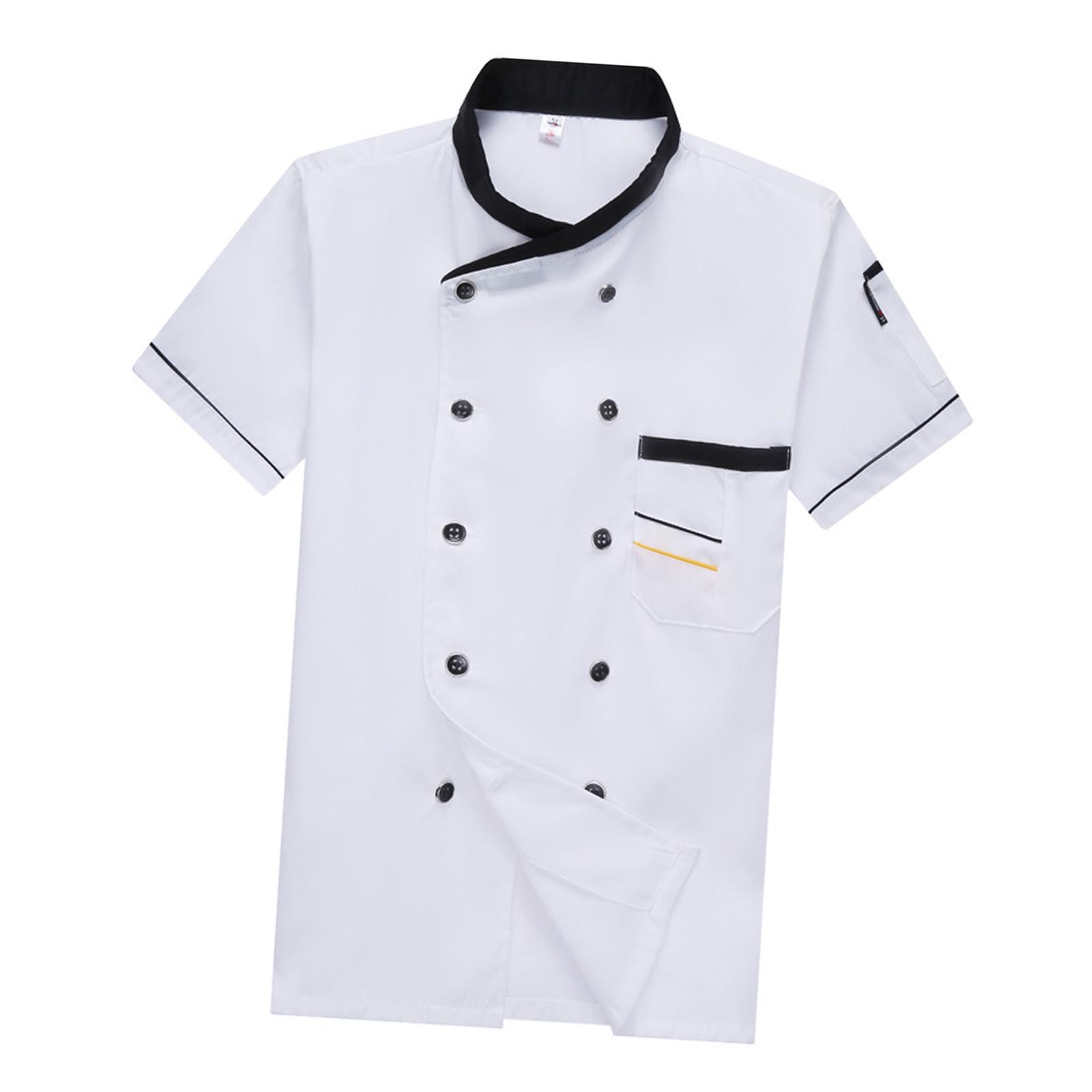 Chef Uniform Jacket Men Women Comfortable Short Sleeve Waiter Waitress Clothes for Cooking Kitchen
