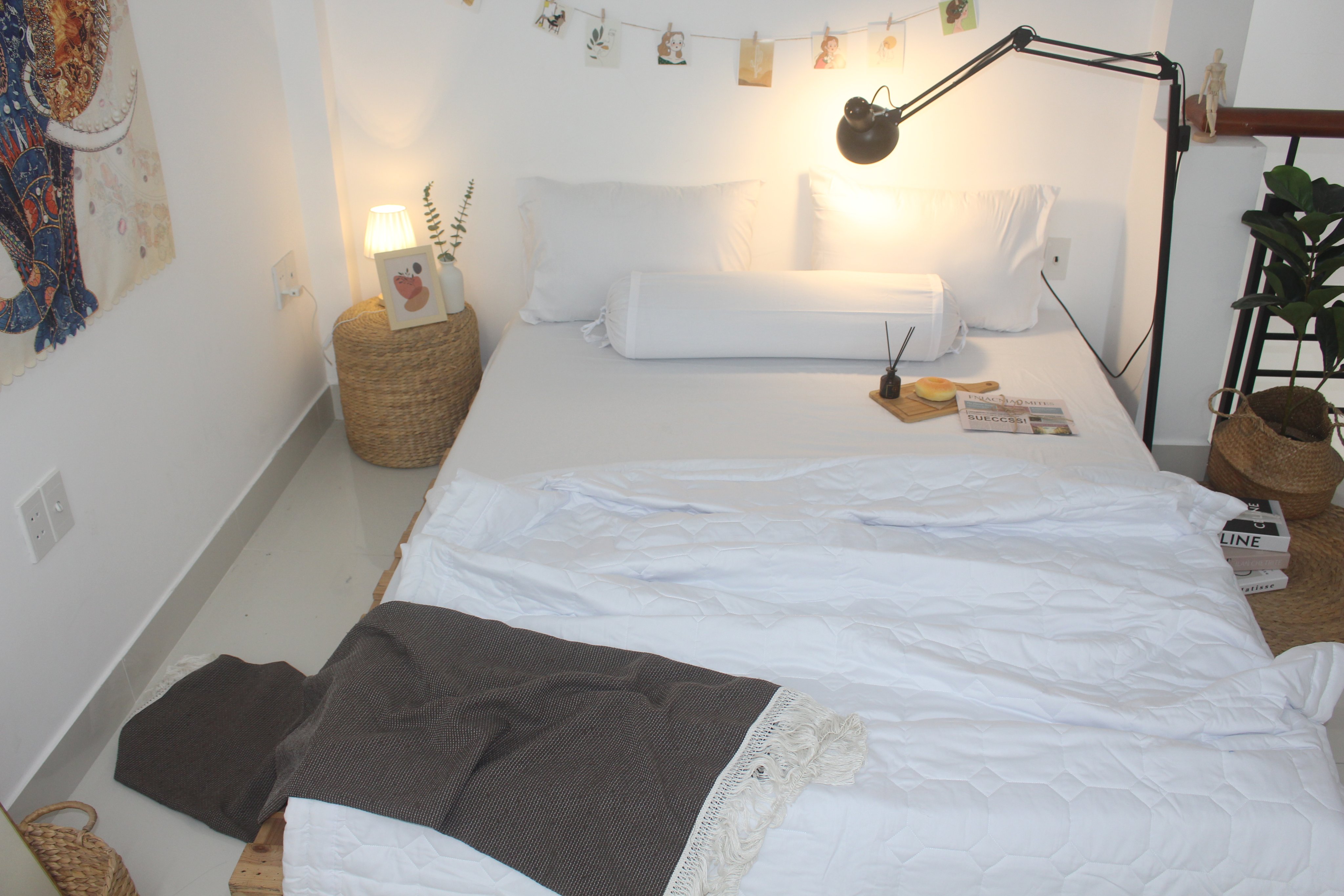 Bộ Drap KHALY Cotton Trắng trơn Cao Cấp - dùng cho nhà nghỉ, Homstay, căn hộ