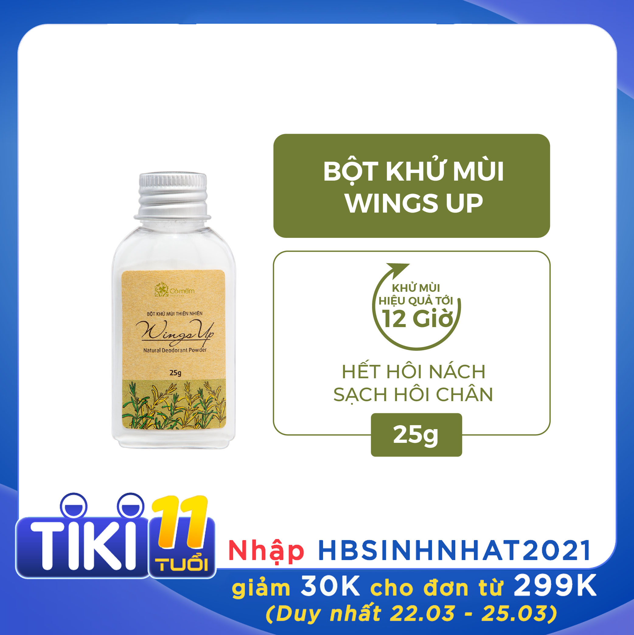 Bột Khử Mùi Wings-Up Khử Mùi Hôi Chân Hôi Nách Ngăn Tiết Mồ Hôi Hôi Khử Mùi Giày Không Mùi An Toàn Từ Thiên Nhiên Cỏ Mềm 25g