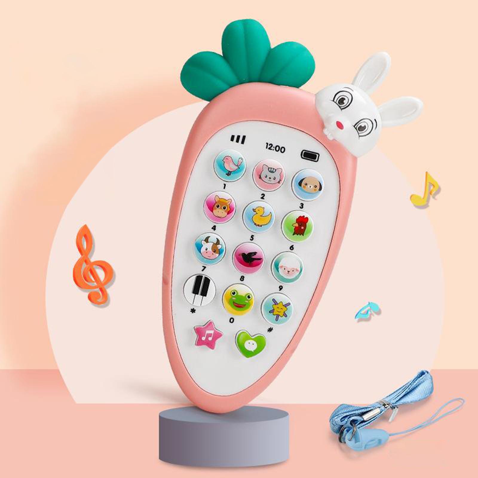 Baby Cell Phone Toy for Learning Early Education Telephone with Silicone Teether Cover Music Lights Help Learn Basic Knowledge for 0-7 Year Old Kids