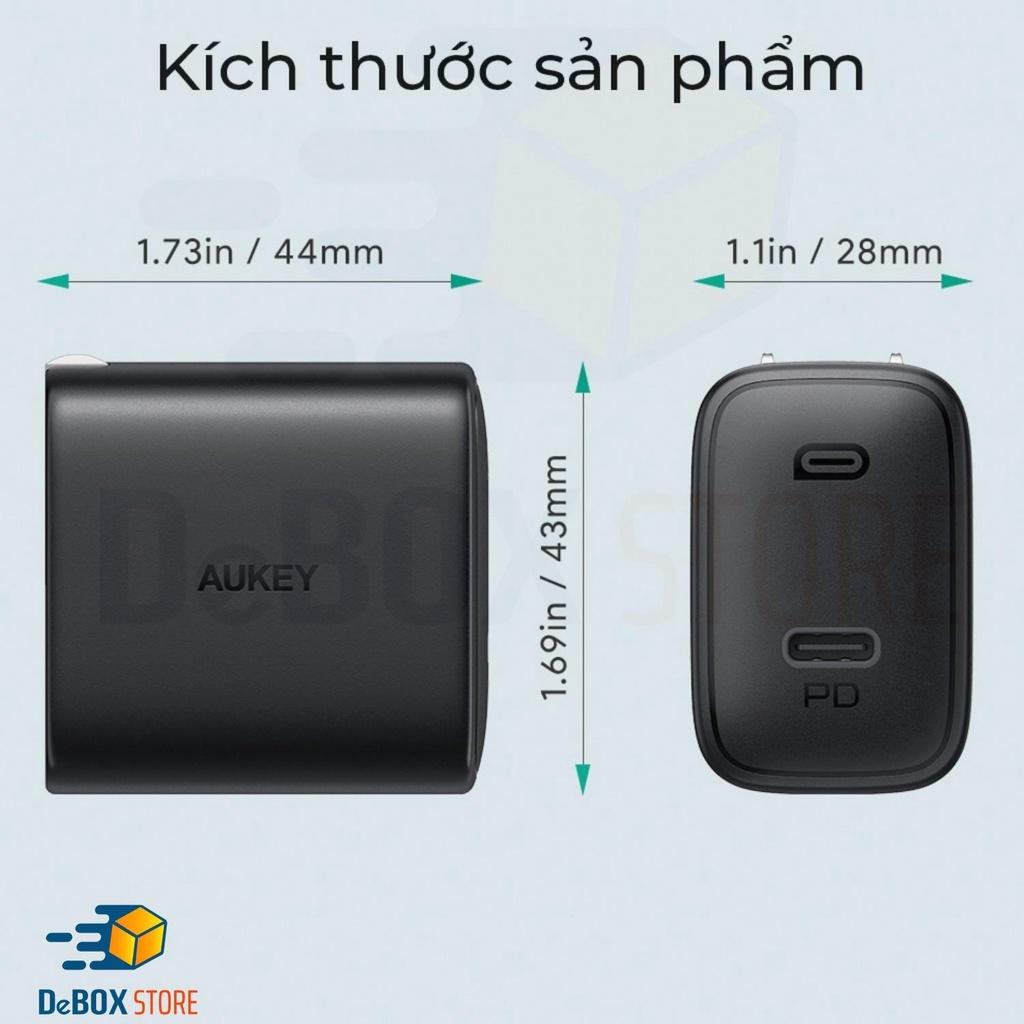 Cốc Sạc Nhanh Siêu Nhỏ Aukey PA-F1S Cổng Type C Power Delivery 20W - Hàng Chính Hãng