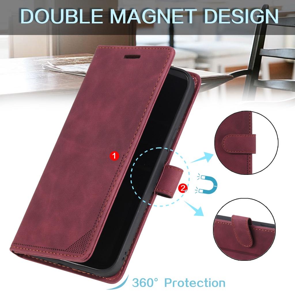 Bao da điện thoại da PU ngăn thẻ màu trơn cho iPhone 11 Pro Max 12 Mini 12 Pro Max 13 Mini 13 Pro Max