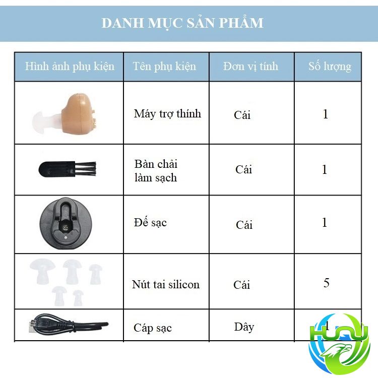 Tai Nghe Trợ Thính Huqu HQ-Z12-Thiết Kế Nhỏ Gọn, Chống Mồ Hôi Hiệu Quả -Hàng Chính Hãng